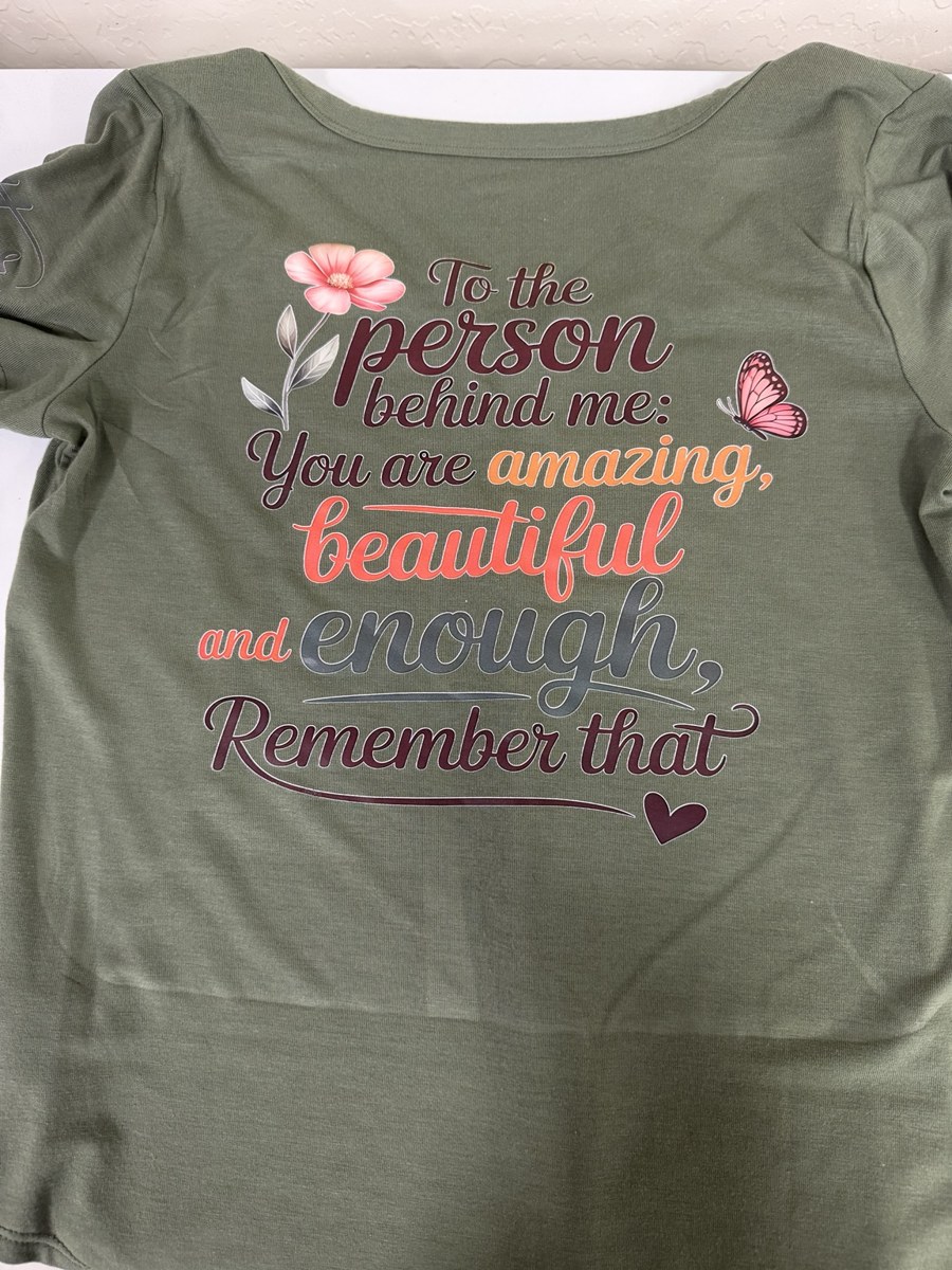 Encouraging message shirt in green
