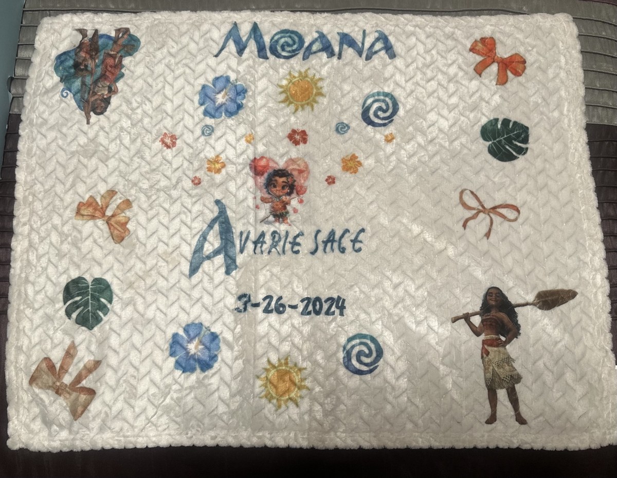 Personalized Moana-themed blanket